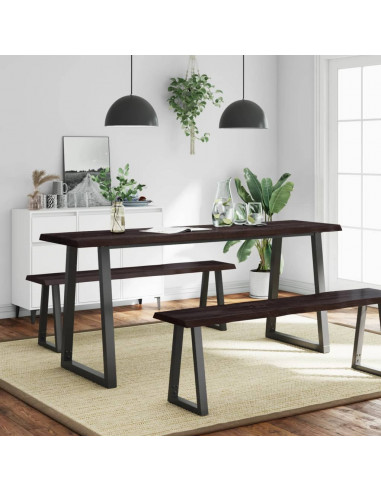 Piano Tavolo Marrone Scuro 180x60x(2-4)cm Rovere Non Trattato