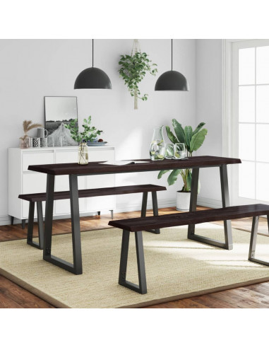 Piano Tavolo Marrone Scuro 180x60x(2-6)cm Rovere Non Trattato