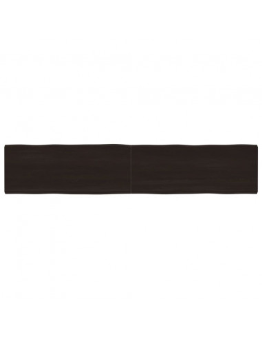 Piano Tavolo Marrone Scuro 200x40x(2-6)cm Rovere Non Trattato