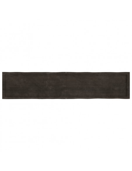 Piano Tavolo Marrone Scuro 200x40x(2-6)cm Rovere Non Trattato