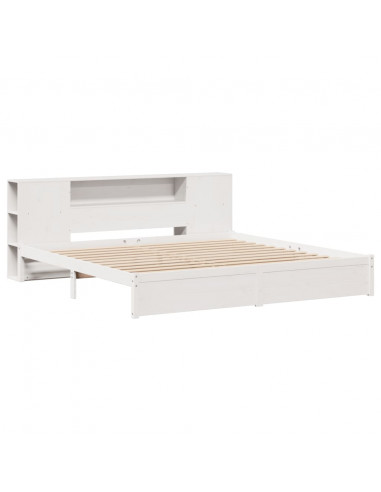Letto Libreria senza Materasso Bianco 200x200 cm Legno di Pino