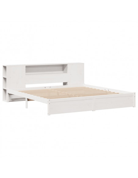 Letto Libreria senza Materasso Bianco 200x200 cm Legno di Pino
