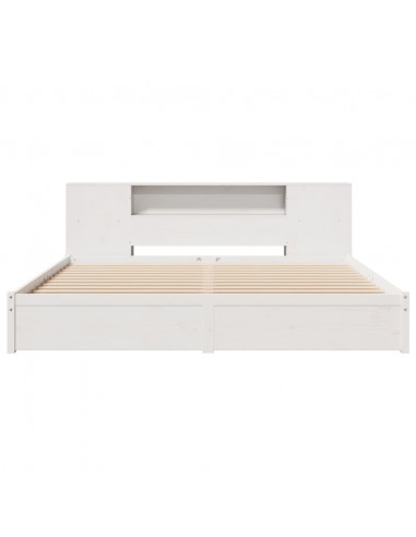 Letto Libreria senza Materasso Bianco 200x200 cm Legno di Pino