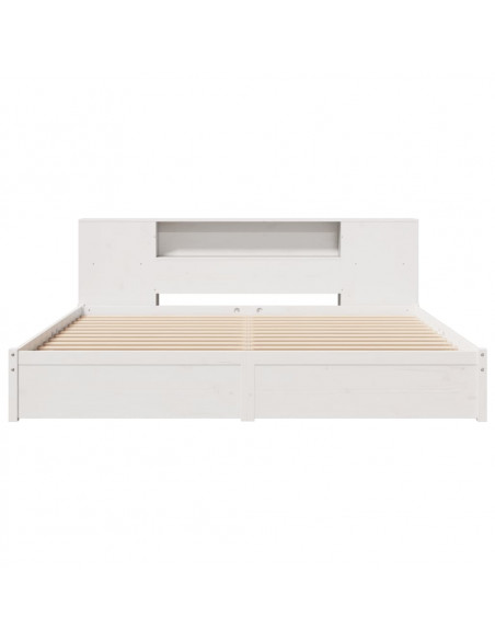 Letto Libreria senza Materasso Bianco 200x200 cm Legno di Pino