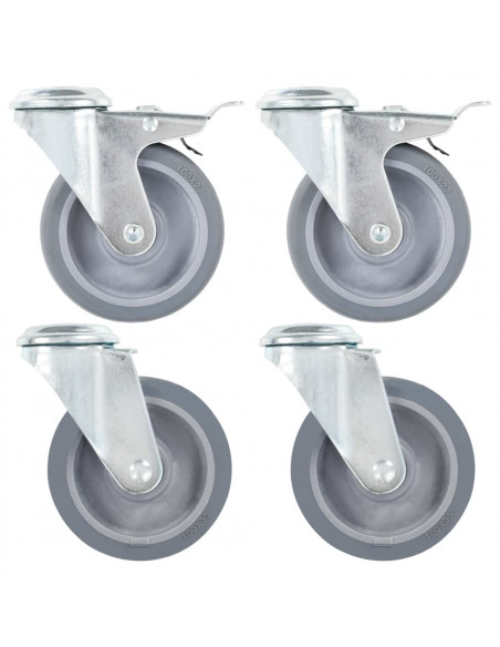 Ruote Girevoli con Foro per Bulloni 4 pz 100 mm