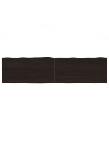 Piano Tavolo Marrone Scuro 200x50x(2-6) cm Rovere Non Trattato