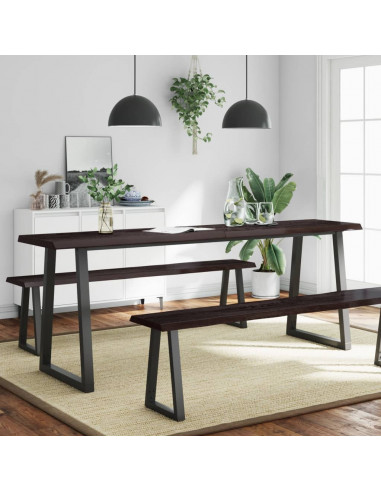 Piano Tavolo Marrone Scuro 200x60x(2-4) cm Rovere Non Trattato