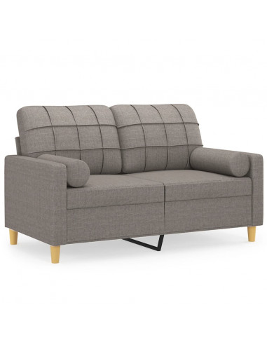 Divano a 2 Posti con Cuscini Tortora 120 cm in Tessuto