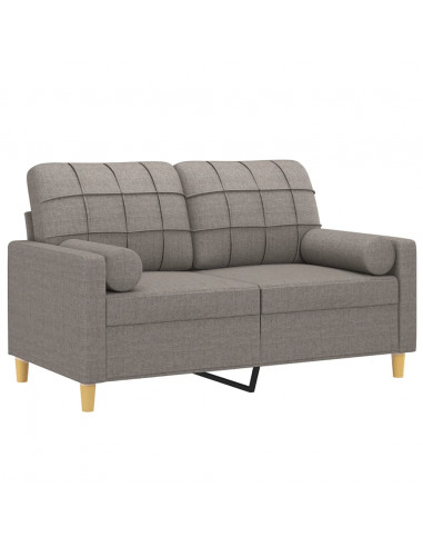Divano a 2 Posti con Cuscini Tortora 120 cm in Tessuto