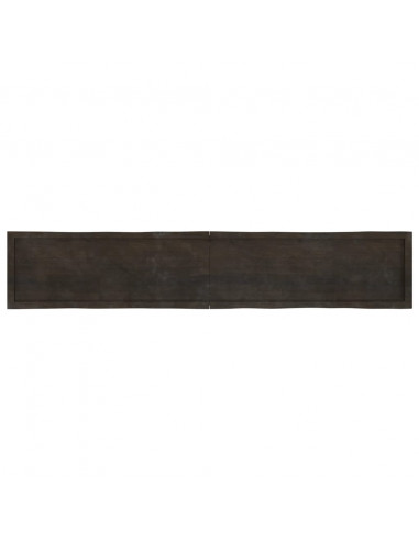 Piano Tavolo Marrone Scuro 220x40x(2-4)cm Rovere Non Trattato