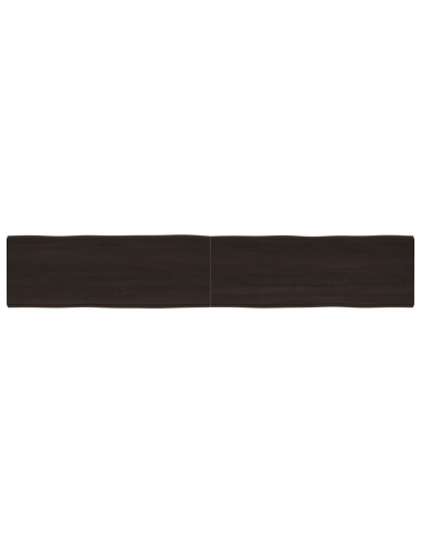 Piano Tavolo Marrone Scuro 220x40x(2-6)cm Rovere Non Trattato