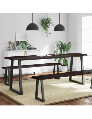 Piano Tavolo Marrone Scuro 220x50x(2-4)cm Rovere Non Trattato