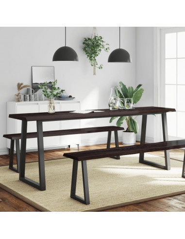 Piano Tavolo Marrone Scuro 220x60x(2-4)cm Rovere Non Trattato