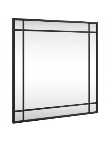 Specchio da Parete Nero 50x50 cm Quadrato in Ferro