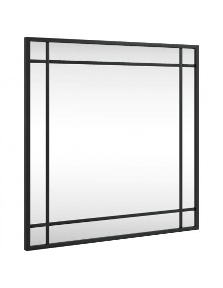 Specchio da Parete Nero 50x50 cm Quadrato in Ferro