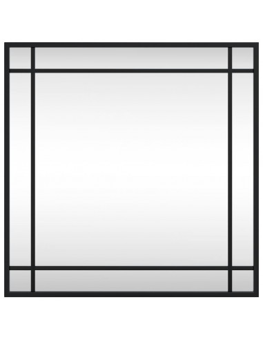 Specchio da Parete Nero 50x50 cm Quadrato in Ferro