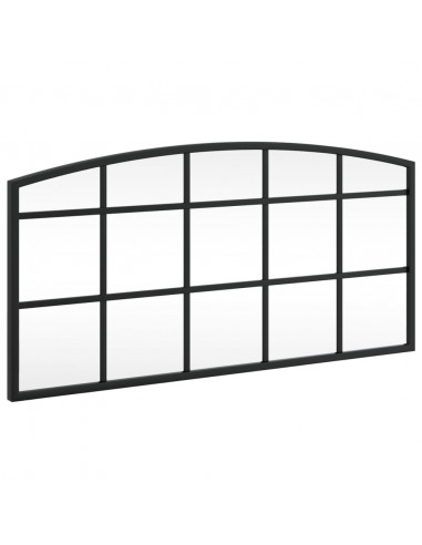 Specchio da Parete Nero 60x30 cm Arco in Ferro
