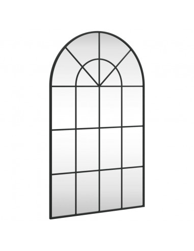 Specchio da Parete Nero 60x100 cm Arco in Ferro