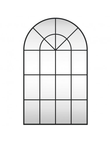 Specchio da Parete Nero 60x100 cm Arco in Ferro