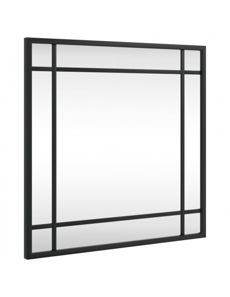 Specchio da Parete Nero 40x40 cm Quadrato in Ferro