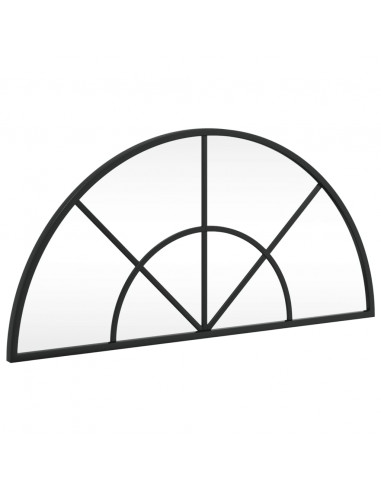 Specchio da Parete Nero 60x30 cm Arco in Ferro