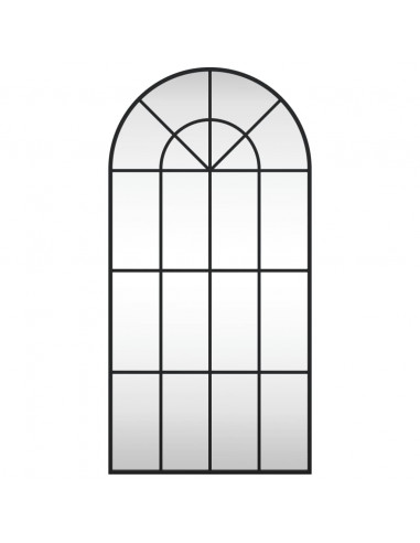 Specchio da Parete Nero 50x100 cm Arco in Ferro