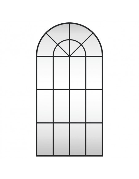 Specchio da Parete Nero 50x100 cm Arco in Ferro