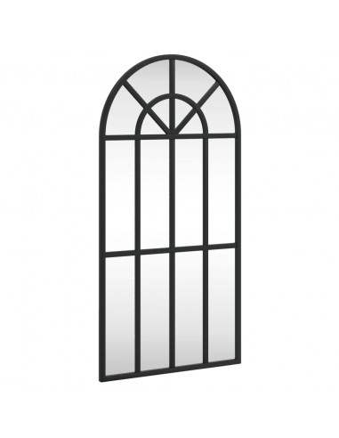 Specchio da Parete Nero 30x60 cm Arco in Ferro