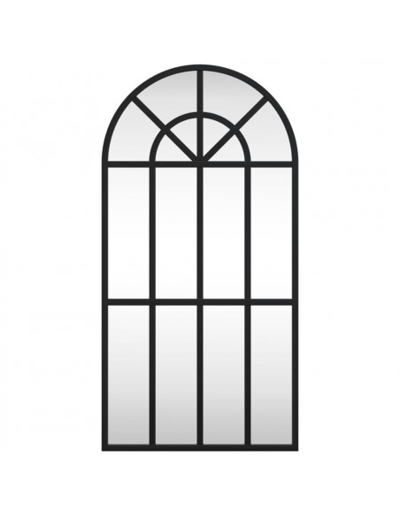 Specchio da Parete Nero 30x60 cm Arco in Ferro