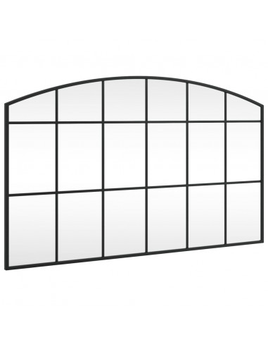 Specchio da Parete Nero 100x60 cm Arco in Ferro