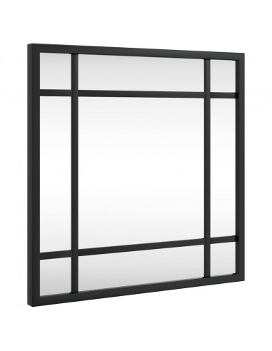 Specchio da Parete Nero 30x30 cm Quadrato in Ferro