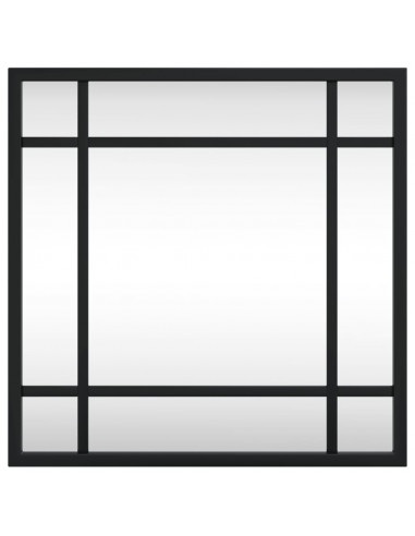 Specchio da Parete Nero 30x30 cm Quadrato in Ferro