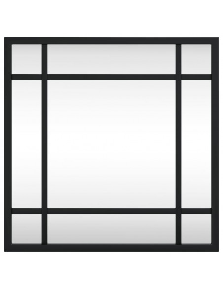 Specchio da Parete Nero 30x30 cm Quadrato in Ferro