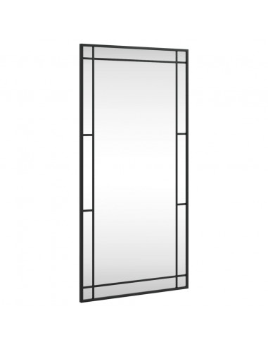 Specchio da Parete Nero 50x100 cm Rettangolare in Ferro