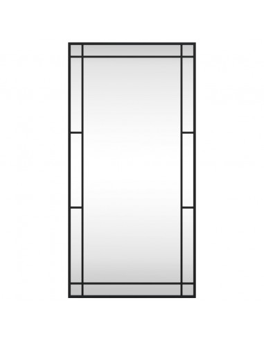 Specchio da Parete Nero 50x100 cm Rettangolare in Ferro
