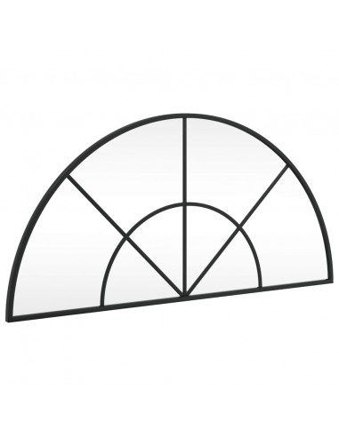 Specchio da Parete Nero 80x40 cm Arco in Ferro