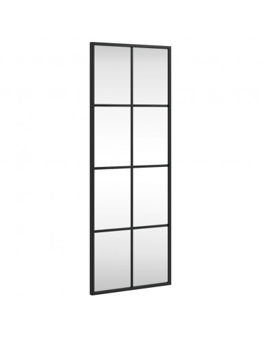 Specchio da Parete Nero 30x80 cm Rettangolare in Ferro