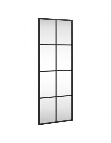 Specchio da Parete Nero 30x80 cm Rettangolare in Ferro