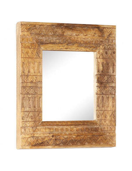 Specchio Intagliato a Mano Bianco 50x50x2,5cm in Legno di Mango