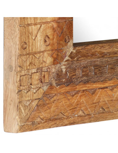 Specchio Intagliato a Mano Bianco 50x50x2,5cm in Legno di Mango