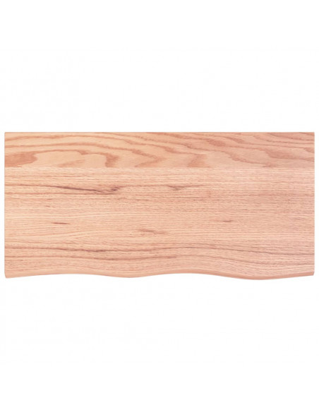 Piano Tavolo Marrone 100x50x(2-4) cm Massello Rovere Trattato