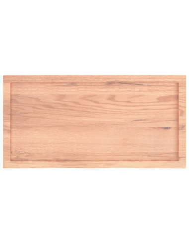 Piano Tavolo Marrone 100x50x(2-4) cm Massello Rovere Trattato