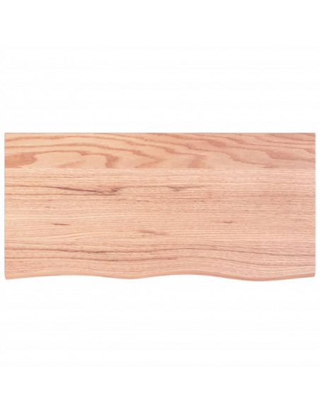 Piano Tavolo Marrone 100x50x(2-6) cm Massello Rovere Trattato