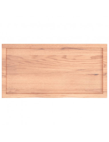 Piano Tavolo Marrone 100x50x(2-6) cm Massello Rovere Trattato