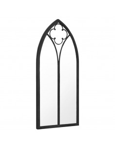Specchio da Giardino Nero 100x45 cm in Ferro per Uso Esterno 2