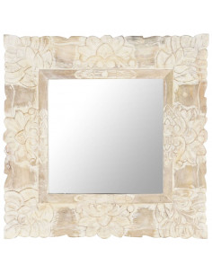 Specchio Bianco 50x50 cm in Legno Massello di Mango 2