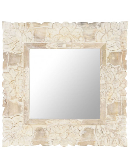 Specchio Bianco 50x50 cm in Legno Massello di Mango
