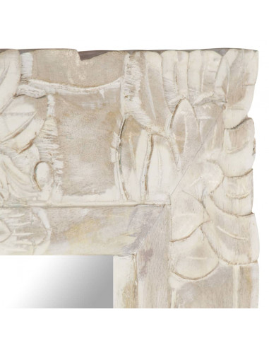 Specchio Bianco 50x50 cm in Legno Massello di Mango