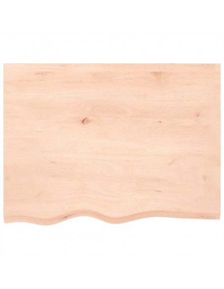 Piano per Tavolo 80x60x(2-4) cm in Rovere Massello Non Trattato