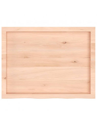 Piano per Tavolo 80x60x(2-4) cm in Rovere Massello Non Trattato